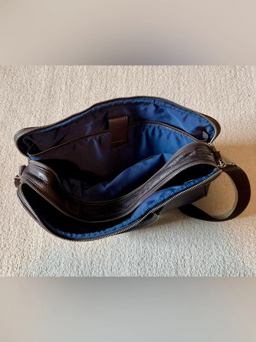 Cole Haan Dark Brown Leather Briefcase with Shoulder Strap